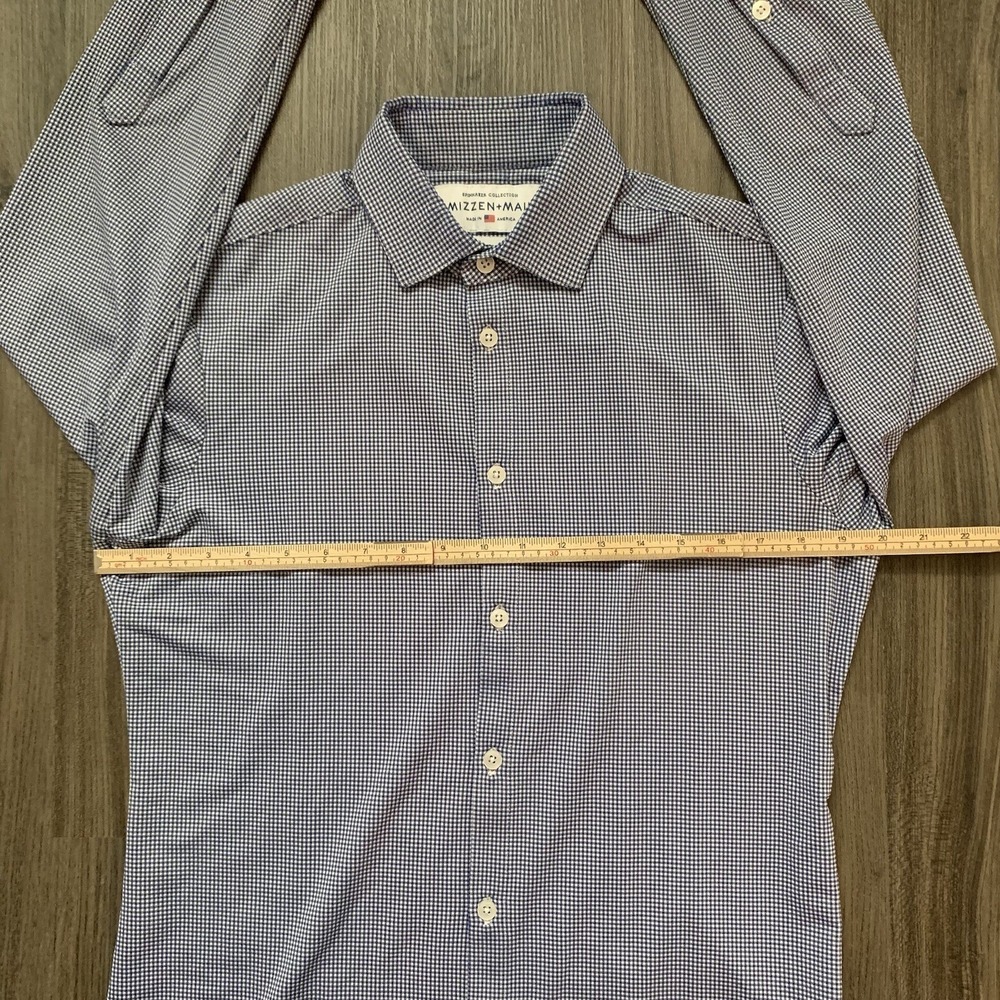 Mizzen + Main Checked Blue Button Up Spinnaker Trim Fit Performance Small - Picture 6 of 8
